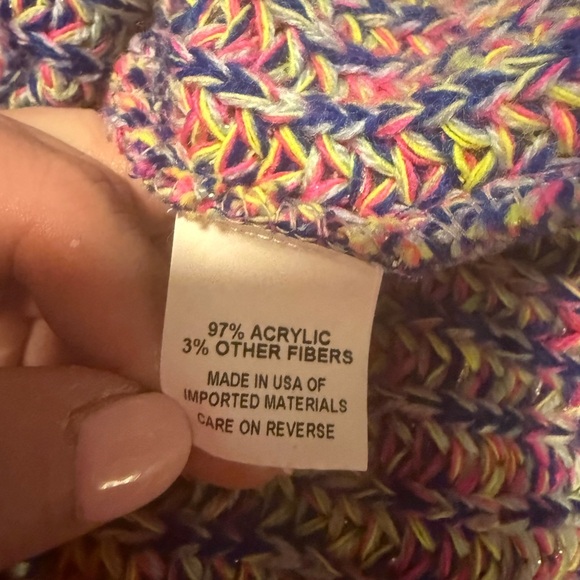 Soho Pink and Purple Crew Neck Sweater Ribbed Knit Relaxed Fit - Picture 7 of 8